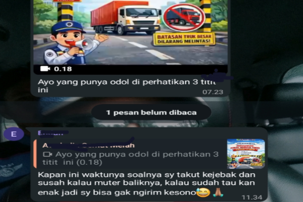 Dishub Kota Bekasi Rencanakan Pemasangan Portal 3,5 Meter, Sopir Truk Luar Kota Khawatir Terjebak, (Foto Tangkapan Layar Grup Sopir)