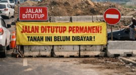 Foto ilustrasi penutupan jalan tanggul timur kapuk oleh warga