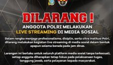 Polda Kepri Melarang Seluruh Anggotanya Menggunakan Medsos secara live streaming (Foto.IG Polda Kepri)
