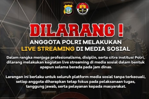 Polda Kepri Melarang Seluruh Anggotanya Menggunakan Medsos secara live streaming (Foto.IG Polda Kepri)