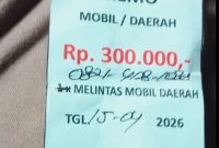 Foto memo pembayaran melintas kendaraan luar daerah 