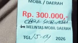 Foto memo pembayaran melintas kendaraan luar daerah 