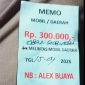 Foto memo pembayaran melintas kendaraan luar daerah 