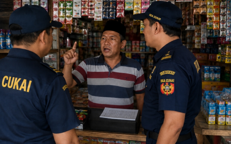 Ilustrasi razia rokok ilegal 