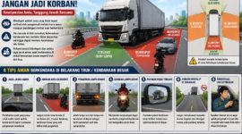 Pengendara penting memahami area blindspot atau titik buta kendaraan besar guna menghindari risiko kecelakaan lalu lintas di jalan raya.