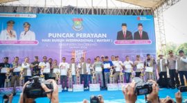 Puncak perayaan May Day 2026 di kawasan Pusat Pemerintahan Kabupaten (Puspemkab) Tangerang, Minggu (10/5/2026).