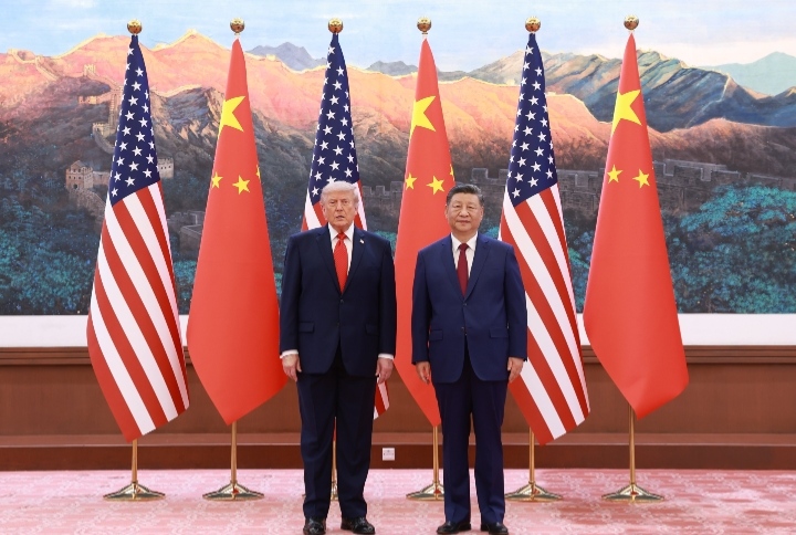 Foto Presiden Amerika Serikat Donald Trump bersama Presiden China Xi Jinping (X:Xi Jinping)