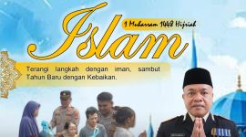 Kapolsek Pakuhaji AKP Prapto Lasono, S.H., M.H., berserta jajaran personel dan Bhayangkari menyampaikan ucapan selamat Tahun Baru Islam
