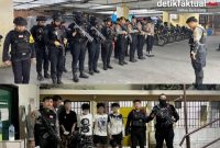 Satbrimob Polda Metro Jaya bersama Tim Perintis Presisi Polres Metro Jakarta Timur membubarkan aksi tawuran yang terjadi di kawasan Jalan Raya Bogor, Kramat Jati, Jakarta Timur
