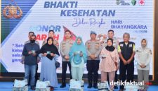 Bakti Kesehatan Polres Tangerang Kota, Warga Antusias Ikuti Donor Darah dan konsultasi kesehatan gigi, donor darah, Cek Kesehatan Gratis (CKG), pemberian kartu prioritas hingga pembagian sembako bagi masyarakat dan personel.