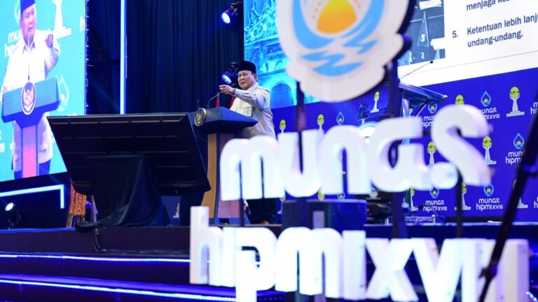 Presiden Prabowo Subianto secara resmi membuka Musyawarah Nasional (Munas) XVIII Himpunan Pengusaha Muda Indonesia (HIPMI) yang digelar di Kota Bandar Lampung, Provinsi Lampung, pada Rabu, 10 Juni 2026. Foto: BPMI Setpres