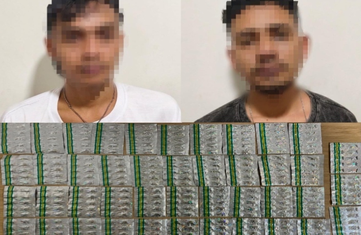 Dua pria berinisial IA dan H diamankan karena diduga menjual obat keras tanpa izin edar di sebuah kios di Kampung Rawa Lumpang, Kelurahan Salembaran Jati