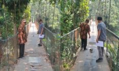 Respons Cepat Camat Kalanganyar Tinjau Langsung Jembatan Gantung Desa Cilangkap yang Rusak