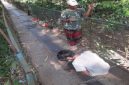 Jembatan gantung yang menjadi penghubung antara Desa Cilangkap, Kecamatan Kalanganyar, dengan Desa Tambak Bayah, Kecamatan Cibadak, Kabupaten Lebak, Banten, yang sebelumnya mengalami kerusakan, mendapat perbaikan sementara.